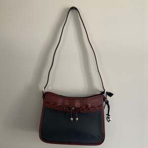 Vintage Brighton Emma Black and Brown Croc Embossed Leather Shoulder Bag